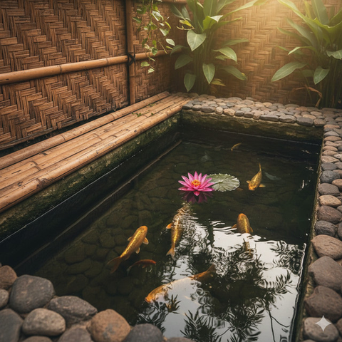 Model Kolam Ikan Minimalis Batu Alam Bikin Rumah Adem dan Estetik. AI