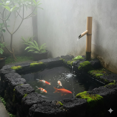 Model Kolam Ikan Minimalis Batu Alam Bikin Rumah Adem dan Estetik. AI