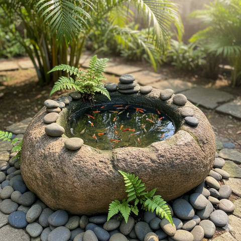 Model Kolam Ikan Minimalis Batu Alam Bikin Rumah Adem dan Estetik. AI