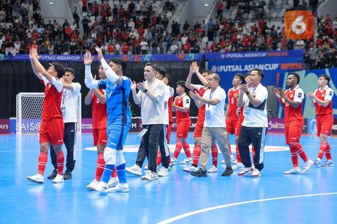 Pemain Timnas Futsal Indonesia merayakan kemenangan atas Korea Selatan pada laga pertama Grup A Piala Asia 2026 di Indonesia Arena, Jakarta, pada Selasa (27/1/2026) malam WIB. Timnas Futsal I