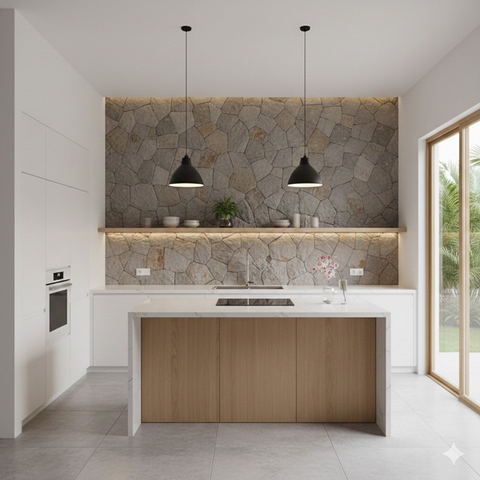 Model Dinding Dapur Minimalis yang Estetik (Foto: Reve Art AI)