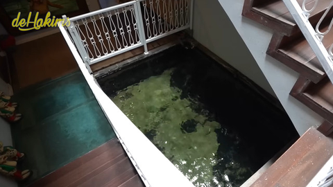 Potret kolam ikan di rumah Irfan Hakim\YouTube deHakims Channel