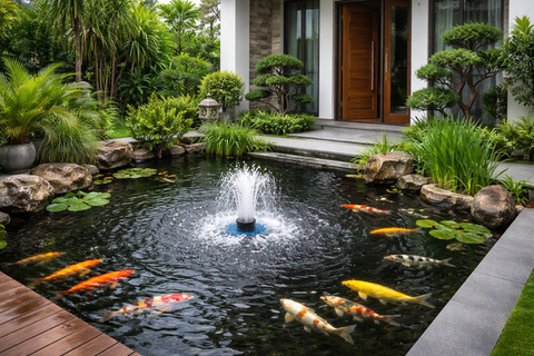 Model Kolam Ikan Teras Rumah Tidak Bau (Foto: AI)