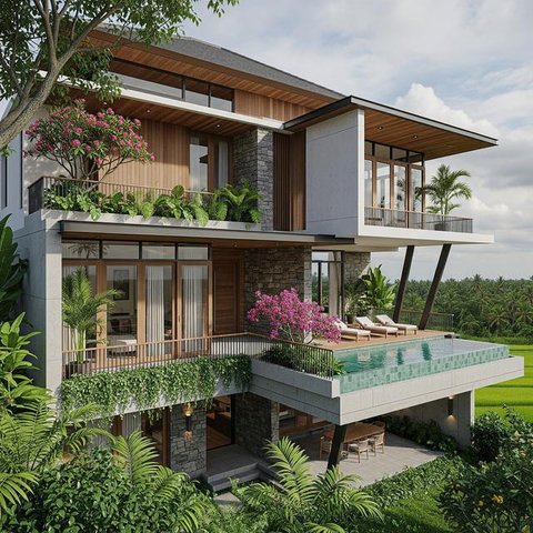 Gambar Desain Rumah Bertingkat yang Modern dan Fungsional/AI