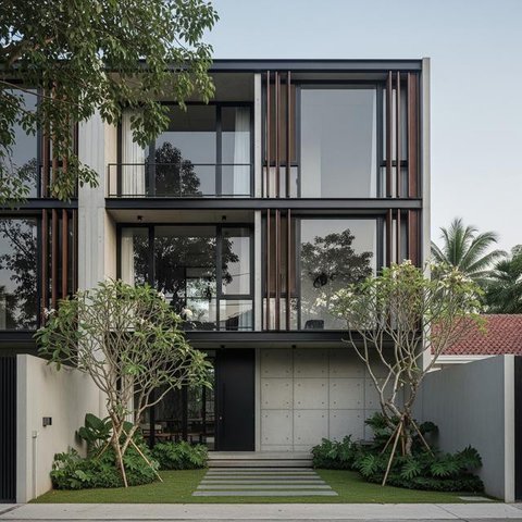 Gambar Desain Rumah Bertingkat yang Modern dan Fungsional/AI