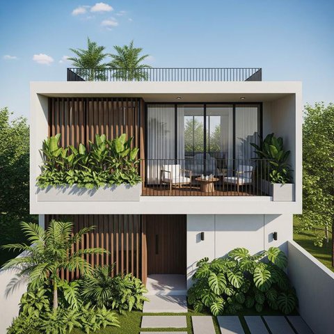 Gambar Desain Rumah Bertingkat yang Modern dan Fungsional/AI