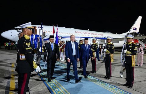 Presiden RI Prabowo Subianto sambut kunjungan PM Australia Anthony Albanese di Istana Merdeka, Jakarta, Kamis 15 Mei 2025. (Foto: Laily Rachev - Biro Pers Sekretariat Presiden)