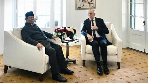 Presiden RI Prabowo Subianto sambut kunjungan PM Australia Anthony Albanese di Istana Merdeka, Jakarta, Kamis 15 Mei 2025. (Foto: Laily Rachev - Biro Pers Sekretariat Presiden)