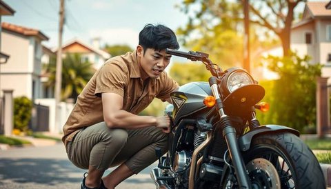 Motor dikencingi kucing (created by AI)