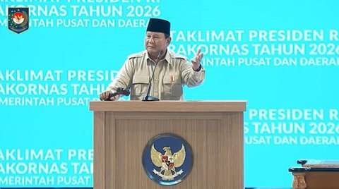 Presiden Prabowo Subianto saat acara Mujahadah Kubro 1 Abad NU. (Foto: tangkapan layar/Tira Santia)
