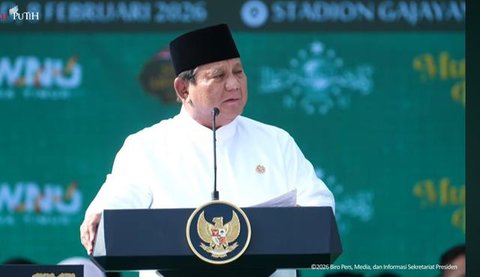 Presiden Prabowo Subianto saat acara Mujahadah Kubro 1 Abad NU. (Foto: tangkapan layar youtube Sekretariat Negara/Tira Santia)