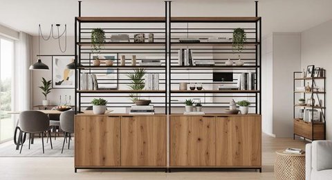 Desain Partisi Estetik untuk Rumah Kecil Tanpa Dinding Penyekat. Foto: Gemini