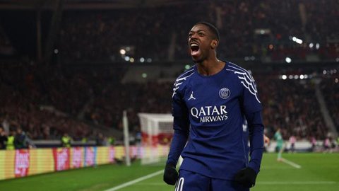 Selebrasi Ousmane Dembele dalam laga PSG vs Real Madrid di semifinal Piala Dunia Antarklub 2025, Kamis (10/7/2025). (AP Photo/Pamela Smith)