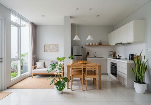 Ide Tata Ruang Rumah Kecil Tanpa Sekat dengan Pencahayaan Alam (Sumber: gemini.com)