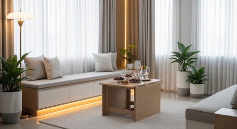 Tips Membuat Rumah Terlihat Lebih Luas dan Rapi untuk Acara Buka Bersama 2026. (Foto: Gemini AI)