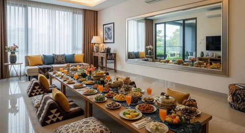 Tips Membuat Rumah Terlihat Lebih Luas dan Rapi untuk Acara Buka Bersama 2026. (Foto: Gemini AI)
