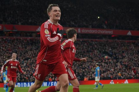 Gelandang Liverpool, Florian Wirtz, mencetak gol tunggal Liverpool ketika bermain imbang 1-1 kontra Burnley pada laga pekan ke-22 Premier League di Stadion Anfield, Sabtu (17/01/2026) malam W