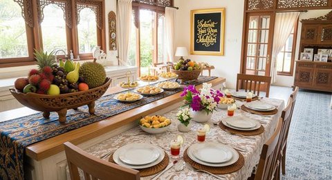 Cara menata meja dapur agar terlihat lebih luas di Hari Raya. [Foto: Gemini]