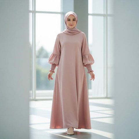 Model Gamis Terbaru Bahan Katun (Image by Gemini AI)