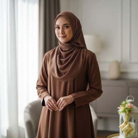 Model Gamis Terbaru Bahan Katun (Image by Gemini AI)