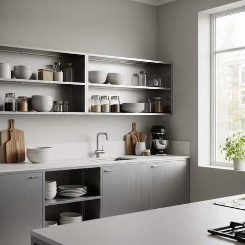 Model Lemari Gantung Dapur Minimalis Aluminium/ Ilustrasi gambar oleh AI