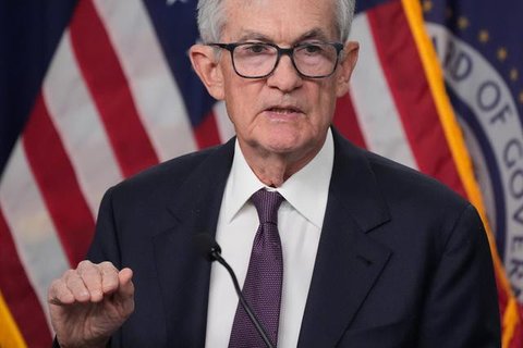 Ketua Federal Reserve (Fed) Jerome Powell berbicara selama konferensi pers pada hari Rabu, 18 Maret 2026, di Washington. (AP Photo/Manuel Balce Ceneta)
