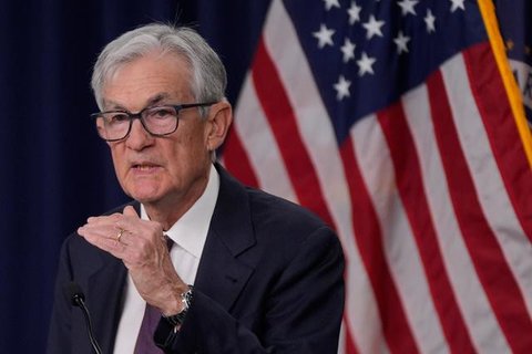 Ketua Federal Reserve (Fed) Jerome Powell berbicara selama konferensi pers pada hari Rabu, 18 Maret 2026, di Washington. (AP Photo/Manuel Balce Ceneta)