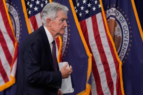 Ketua Federal Reserve (Fed) Jerome Powell berbicara selama konferensi pers pada hari Rabu, 18 Maret 2026, di Washington. (AP Photo/Manuel Balce Ceneta)