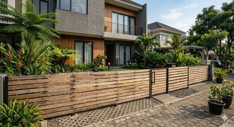 Ide Pagar Rumah dari Kayu Palet Bekas (Foto: Gemini AI)