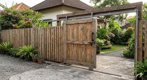 Ide Pagar Rumah dari Kayu Palet Bekas (Foto: Gemini AI)