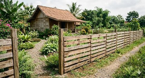 Ide Pagar Rumah dari Kayu Palet Bekas (Foto: Gemini AI)
