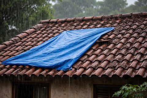 cara mengatasi atap bocor saat hujan tanpa tukang (AI)