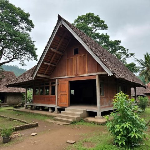 Desain Rumah Kampung dengan Konsep Semi Outdoor Cocok Buat Iklim Tropis. (Foto: AI)
