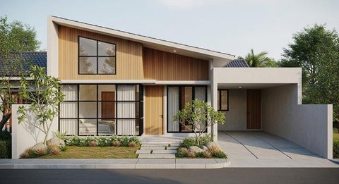 Rumah Sederhana 1 Lantai dengan Atap Miring (Foto: AI)