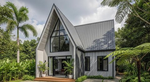 Rumah Sederhana 1 Lantai dengan Atap Miring (Foto: AI)