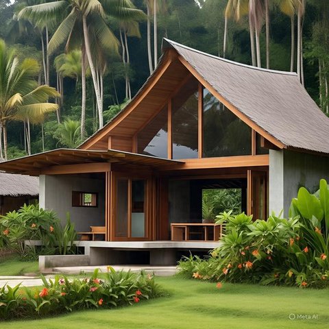 Rumah Sederhana 1 Lantai dengan Atap Miring (Foto: AI)