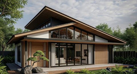 Rumah Sederhana 1 Lantai dengan Atap Miring (Foto: AI)