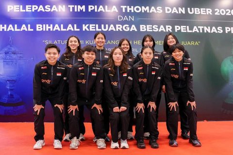 Acara pelepasan tim bulutangkis Indonesia yang akan tampil di Piala Thomas dan Uber 2026. Acara pelepasan digelar di Pelatnas Cipayung, Jakarta Timur, Rabu (15/4/2026). (PBSI)