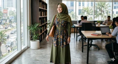 Model Gamis Katun Jepang Kombinasi Terbaru (Foto: Gemini AI)