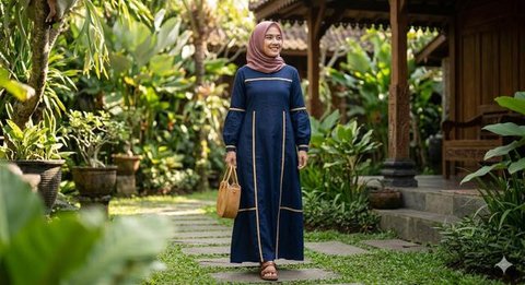 Model Gamis Katun Jepang Kombinasi Terbaru (Foto: Gemini AI)
