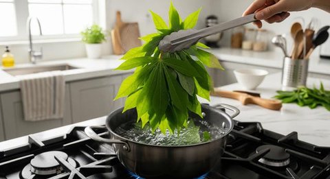 Cara Rebus Daun Singkong Seperti di Rumah Makan Padang (Foto: AI)