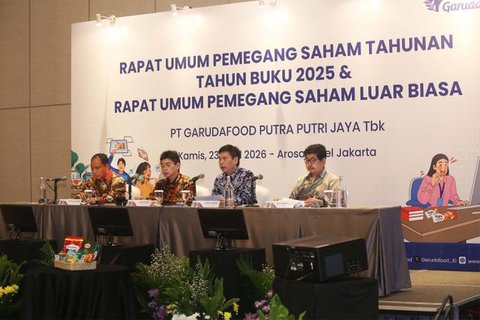 Rapat Umum Pemegang Saham Tahunan (RUPST) dan Rapat Umum Pemegang Saham Luar Biasa (RUPSLB) PT Garudafood Putra Putri Jaya Tbk (GOOD) di Arosa Hotel Jakarta, Kamis (23/4/2026). (Dok Garudafoo