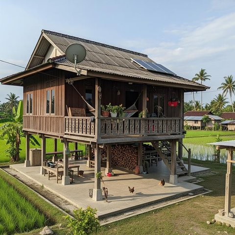 Rumah Sederhana Era 90-an tapi Tetap Modern di Desa. (Foto: AI)