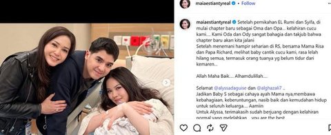 Unggahan Maia Estianty, menyambut kelahiran anak Al Ghazali. (Instagram/ maiaestiantyreal)