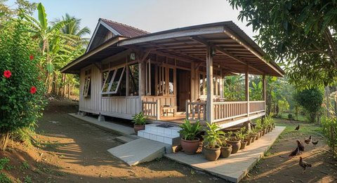 Model rumah kampung minimalis untuk pasangan lansia. [Foto: Gemini]