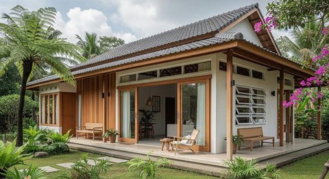 Model Rumah Sederhana Nuansa Japandi Cocok untuk Udara Panas/Gemini AI