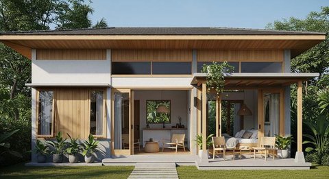 Model Rumah Sederhana Nuansa Japandi Cocok untuk Udara Panas/Gemini AI