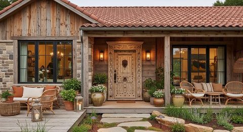 Mezzanine Tamu dengan Nuansa Earthy Tone/Desain Rumah Mungil ala Villa dengan Mezzanine (Sumber: gemini.com)