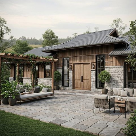 Rumah Kampung 1 Lantai dengan Teras Lebar (Gemini AI)