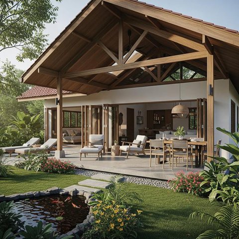 Rumah Kampung 1 Lantai dengan Teras Lebar (Gemini AI)